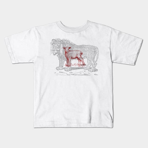 The Lion and the Lamb-Sketch Kids T-Shirt by TeeTrafik